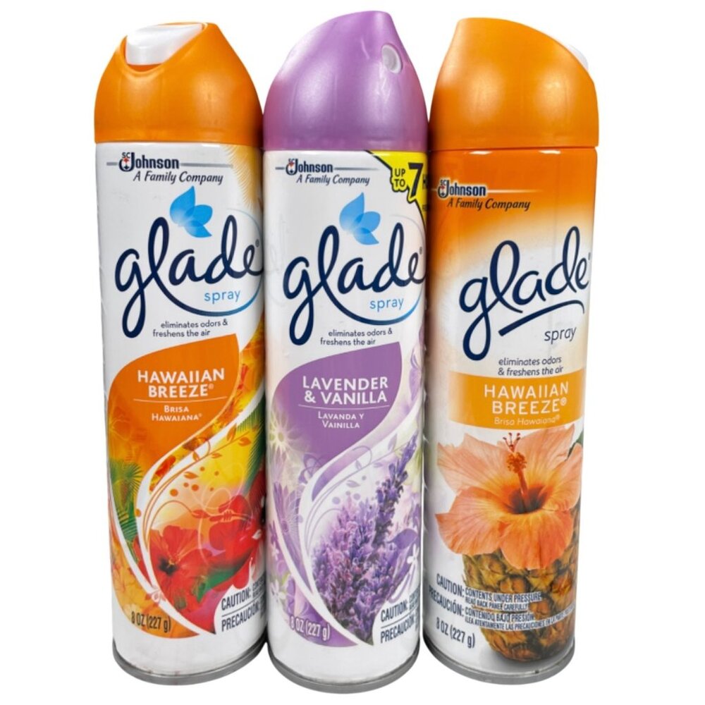 Glade 3 CT Room Spray Air Freshener Hawaiian Breeze/Lavender & Vanilla 8 oz Cans
